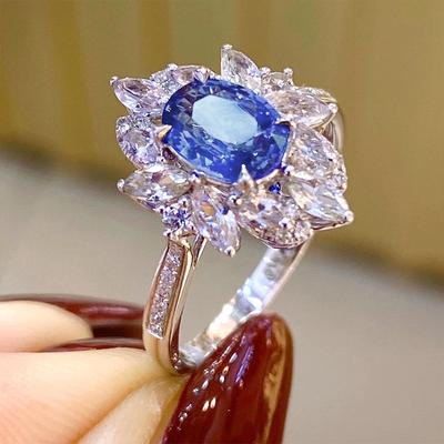 New Chic Blue Cubic Zirconia Lady's Ring for Wedding Anniversary Party Luxury Fashion Women Accessories Nice Gift New Jewelry