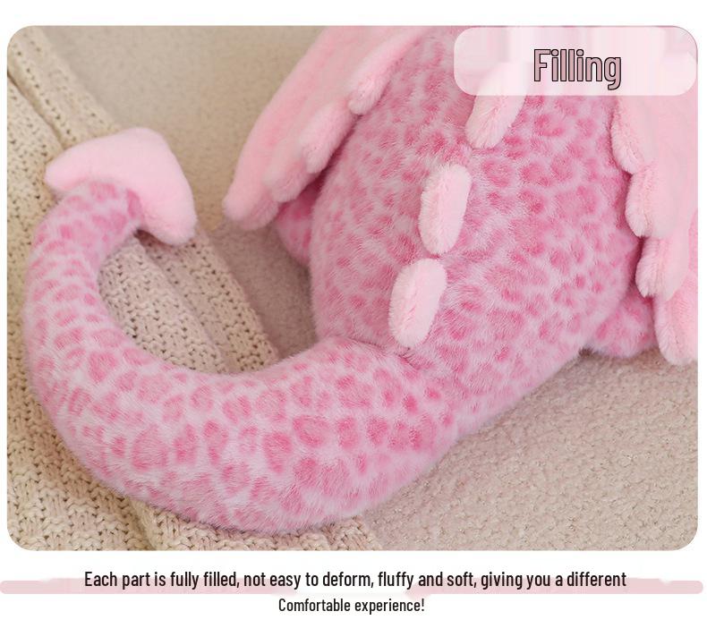 Large Strawberry Crimson Heart Sky Dragon Plush - Birthday Gift for Girls