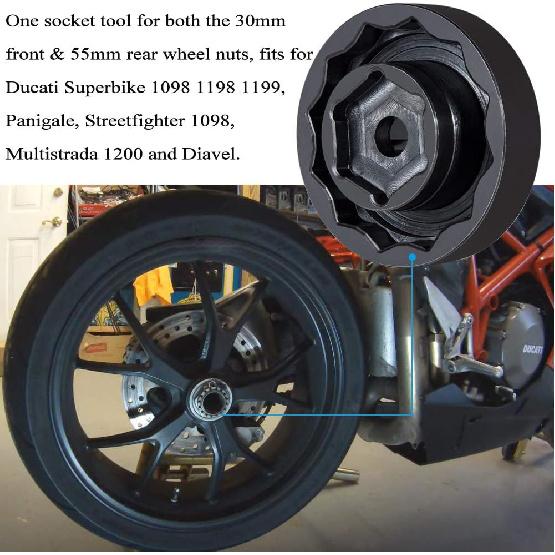 NONY Vordere Hinterradachsmutter Steckschlüssel Werkzeug Passend für Ducati Motorrad ATVs Super Bike 1098 1198 1199 Panigale Multistrada Diavel