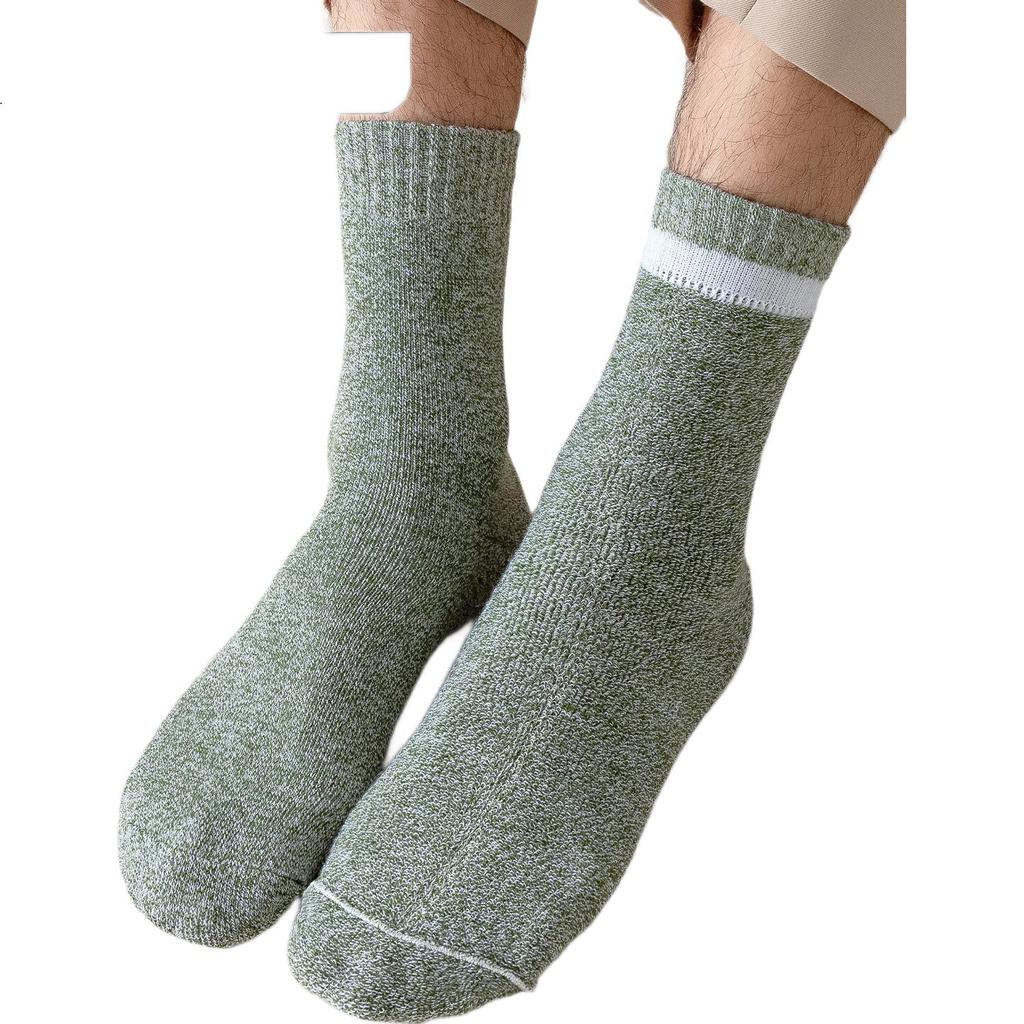 Dongfangyuan Thick Men's Mid-Calf Socks Autumn Winter [10A Antibacterial Deodorant] Thickened Warm Mid-Calf Terry Long Socks 5 Pairs Pack