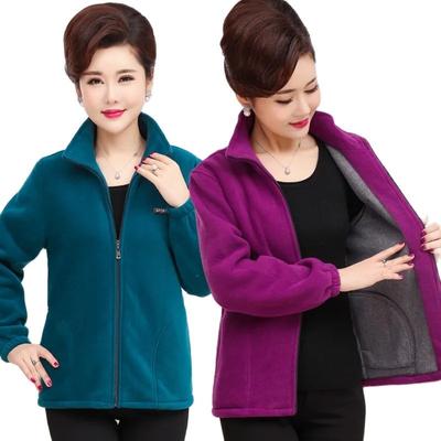 Taglie forti Autunno Mezza età Donne Pile Giacche 5XL Casual Stand Colletto Caldo Giacca Cerniera Outerwear Madre Cappotto Invernale