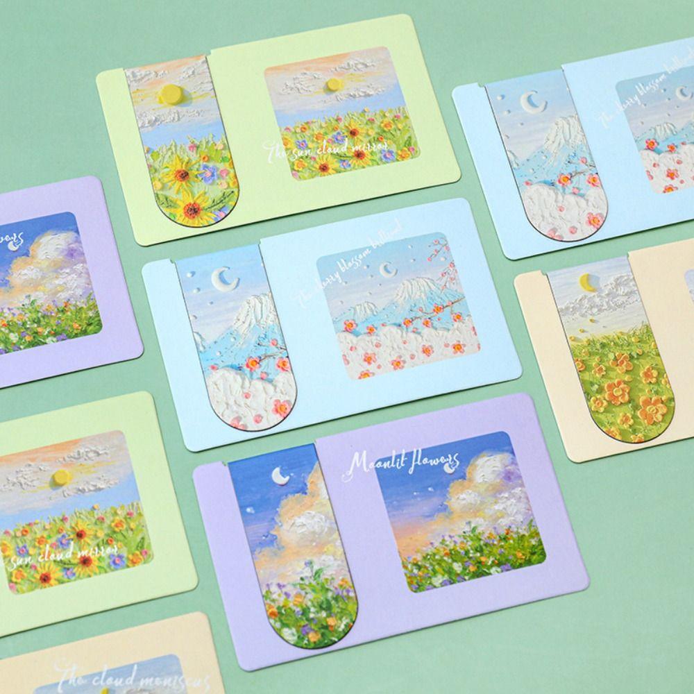 

Magnetic Book Clip Aesthetic Oil Painting Pagination Mark Reading Book Clip School Office
