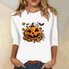 Women's Fashion Casual Three-quarter Sleeve Halloween Printed Round Neck Top