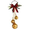 Metal Jingled Bells Christmas Hanging Ornaments Metal Bells Cluster with Tartans Ribbon for Mantels and Entryway Displays