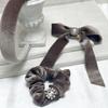 Besty Velvet Ribbon Pin Hairband Scrunchie 3-Piece Gift Set