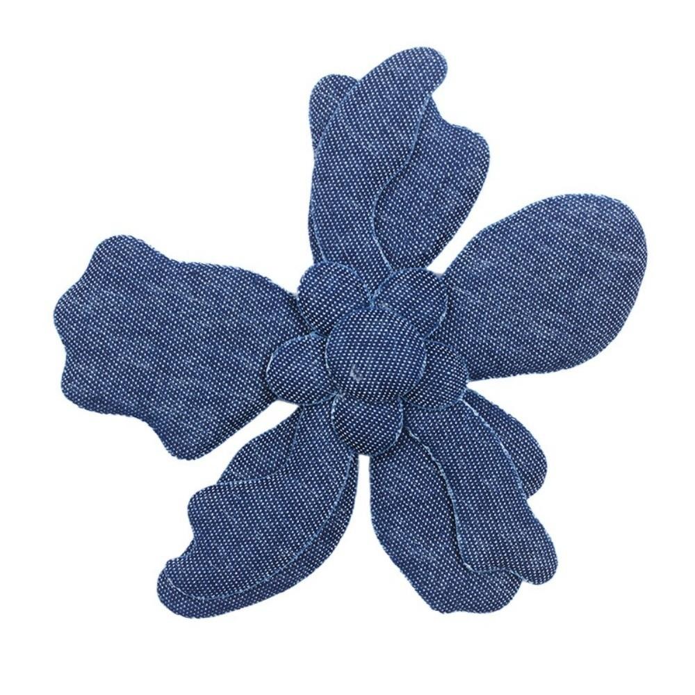 5pcs Silk Lily Artificial Flowers 3D Embroidered Denim Simulated Lily Flower Brooch Fake Flower DIY Handmade Accessories
