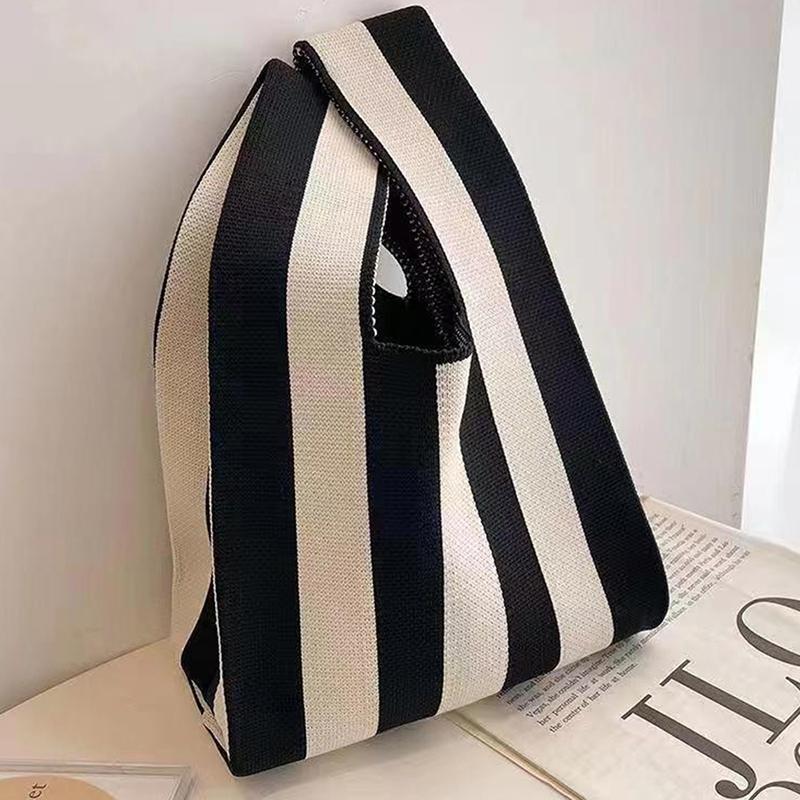 Fashion Handmade Knit Handbags Women Mini Knot Wrist Bag Korean Casual Tote Bag Reusable Shopping Bags