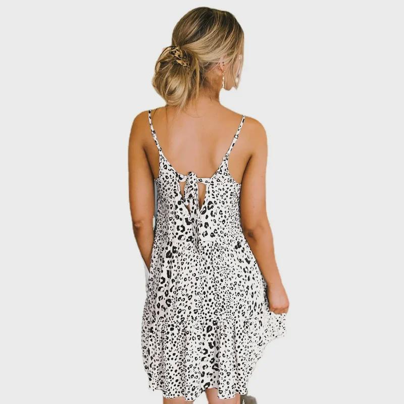 Women's Sexy Leopard Print Slim A-Line Suspender Dress