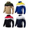 Men Fall Winter Hoodie Colorblock Drawstring Thick Plush Long Sleeves Big Pocket Hooded Retro Thin Loose Daily Wear Casual Sport Top