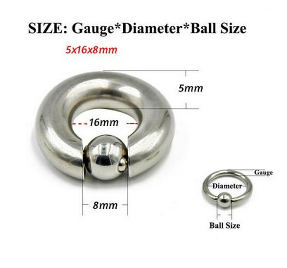 

Кольцо из нержавеющей стали с фиксированным шариком для пирсинга носа и гениталий - Панк-украшение Silver
