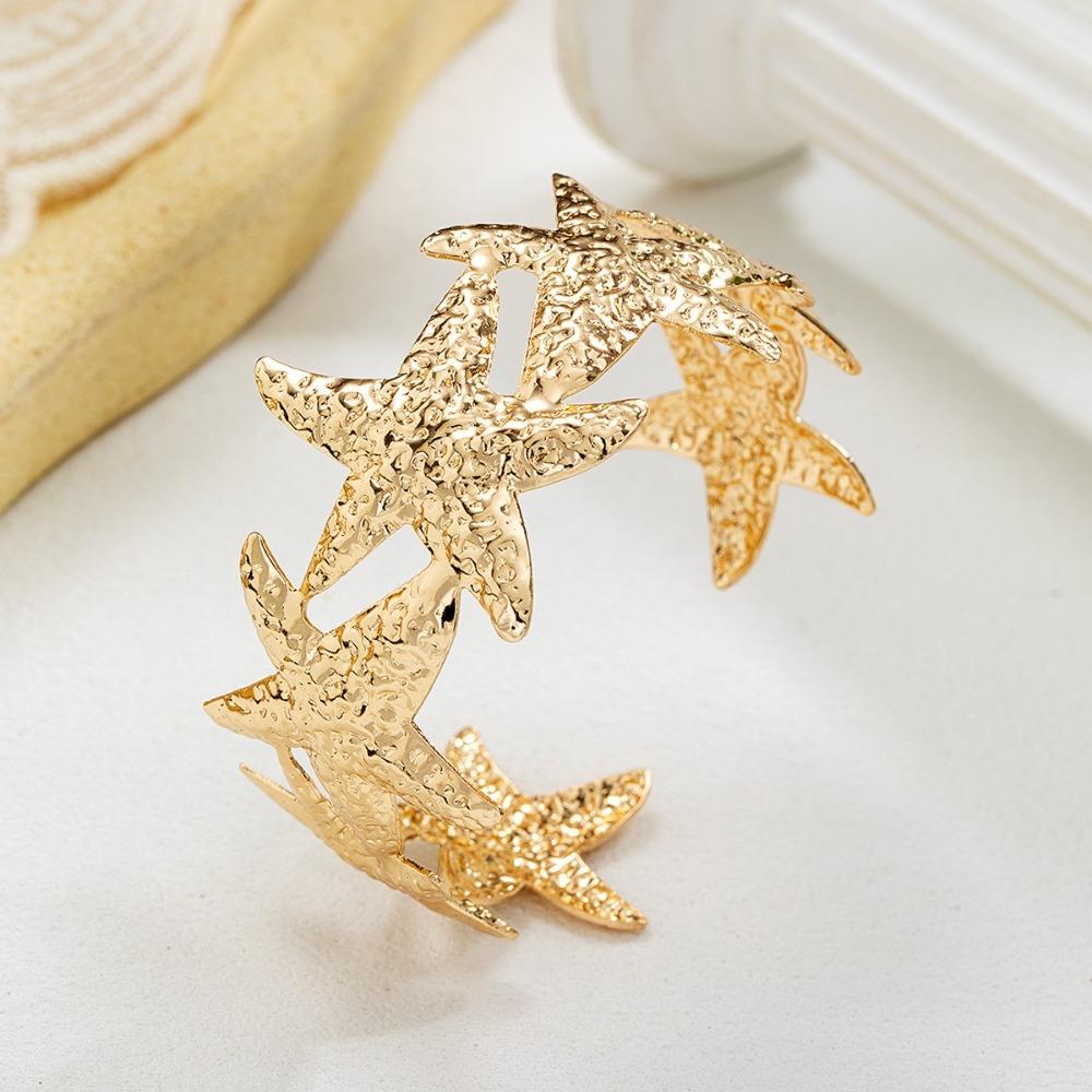 1 PCS Adjustable Metal Starfish Bangle Exaggerated Design Geometric Bracelet New Cuff Bracelet
