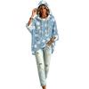 Women's Vintage Floral Print Hooded Pullover Top with Three-Quarter Sleeves for Casual Everyday Wear