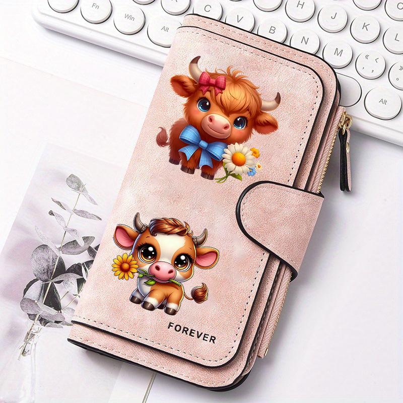 Scottish Highland Cow Women's Long Wallet Multi-functional with Portable Snap Closure Coin Purse Ideal Gift for Cat Lovers Daily Use Fun Design