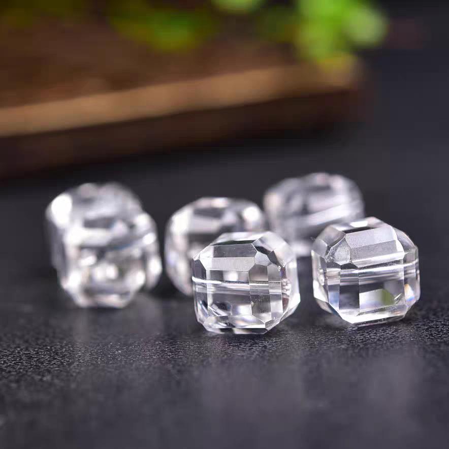 Natural Clear Quartz Faceted Cube Beads for DIY Handmade Bracelets & Necklaces