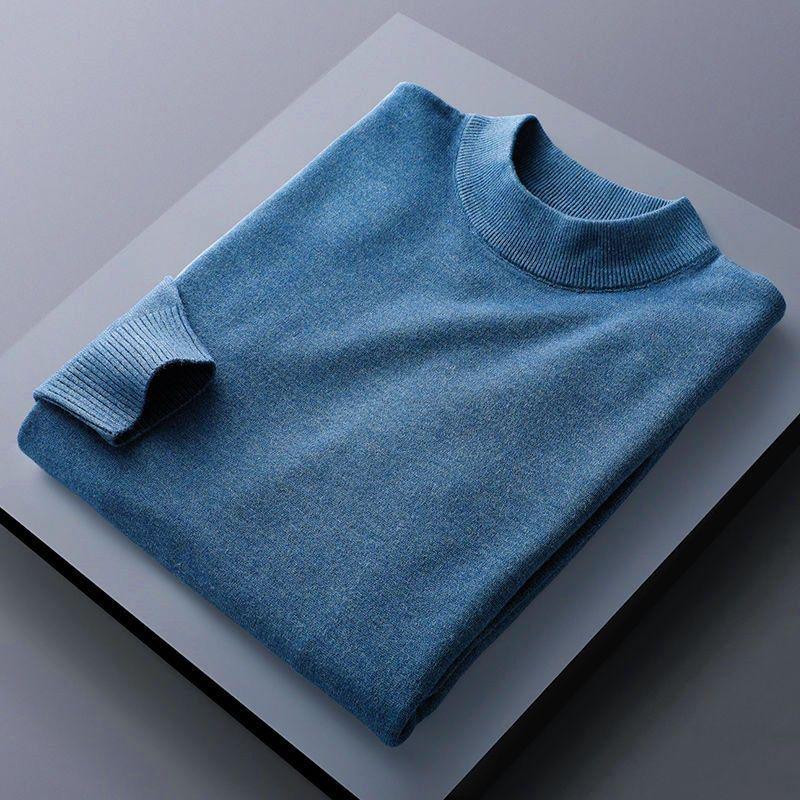 

Мужской шерстяной свитер в корейском стиле – Тонкая вязка, Воротник средней высоты, Однотонный, Круглый вырез, Идеально подходит для весны и осени L (105-125 jin)