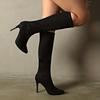 Fashion Vintage Suede Women Knee High Boots Fashion Pointed Toe Shoes Autumn Winter Thin Heel Ladies Long Booties