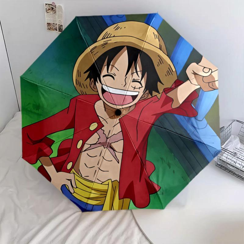 1 PC Automatic Folding Umbrella - Luffy D Pattern Portable Foldable Design With 8 Ribs Christmas Birthday Gifts