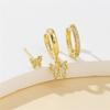 3pcs Set Fashion Exquisite Shiny Inlaid Zircon Butterfly Stud Earrings for Women Stainless Steel Hoop Earrings Jewelry Sets Gift