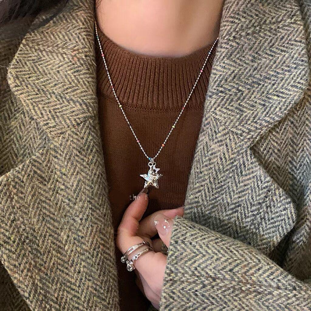 

Colorful Star Bead Necklace: Trendy Luxury Clavicle Chain Choker