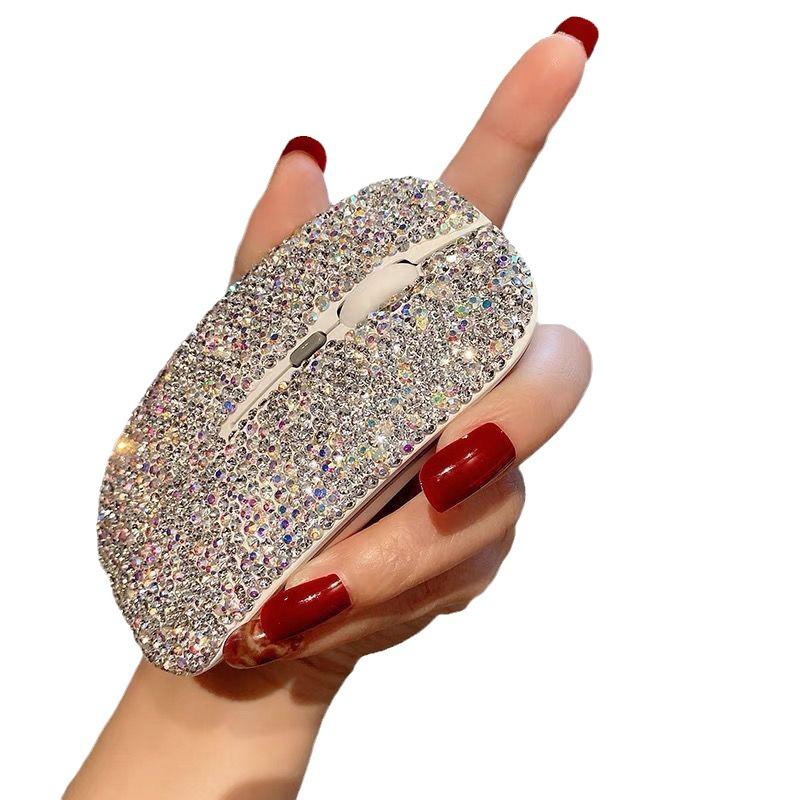 Trendige Strass Drahtlose Leise Maus für Laptops – Ideal für Mädchen, Kompatibel mit Apple, Xiaomi, Huawei