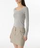 MUSINSA STANDARD WOMAN Lace Trim Ballerina Long Sleeve T-Shirt [Light Grey]