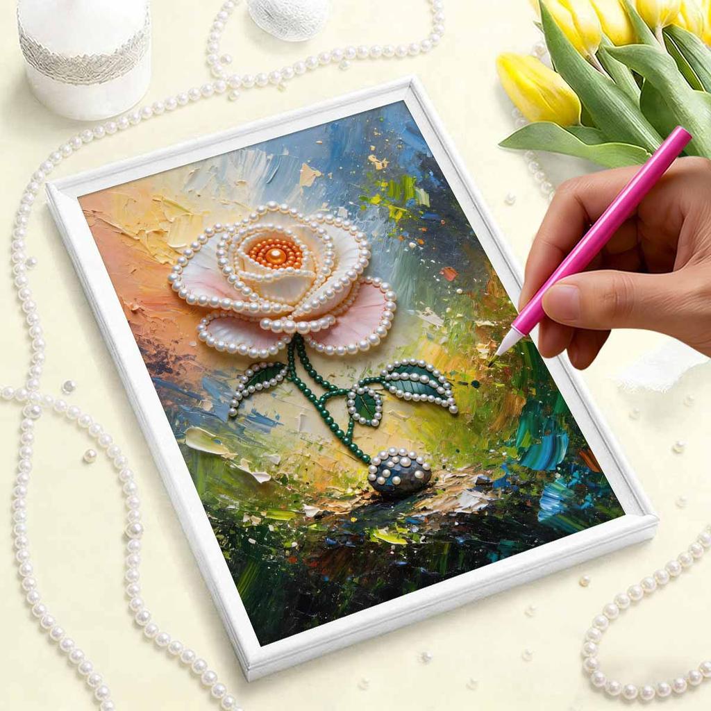 DIY A Rose Pearl Art Painting for Home Wall Decor Arts Craft  for Adults/Beginners Gift Idea Home Decor Without Frame