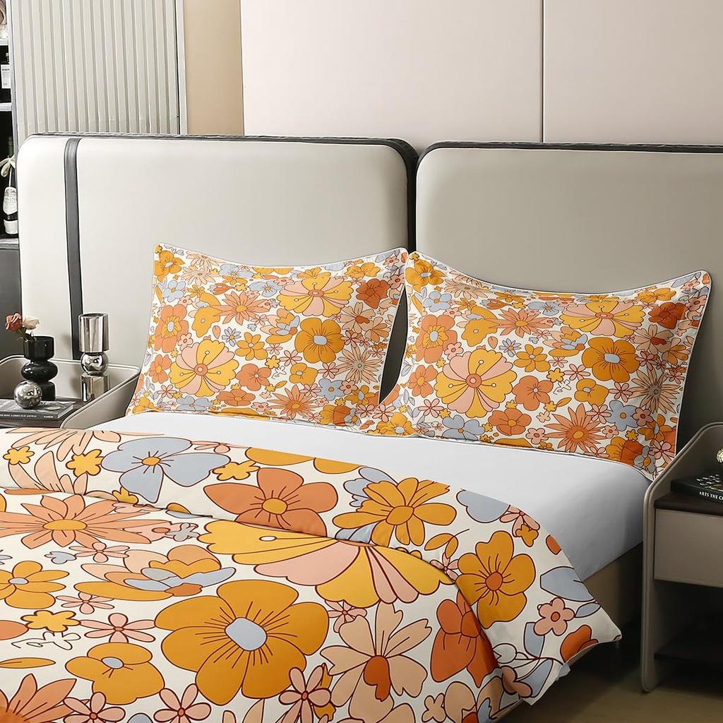Hippie Flower Three-Piece Quilt Cover 3D Digital Printing Bedding Set Bed Cover