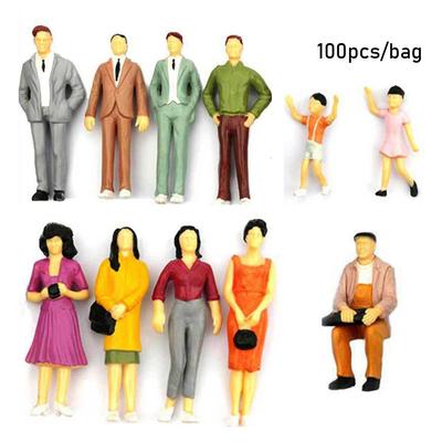 100Pcs 1:100/1:150/1:75/1:50 Scale People Figures ABS Model Building Passengers DIY Character Train Scenery Mixed Color Pose