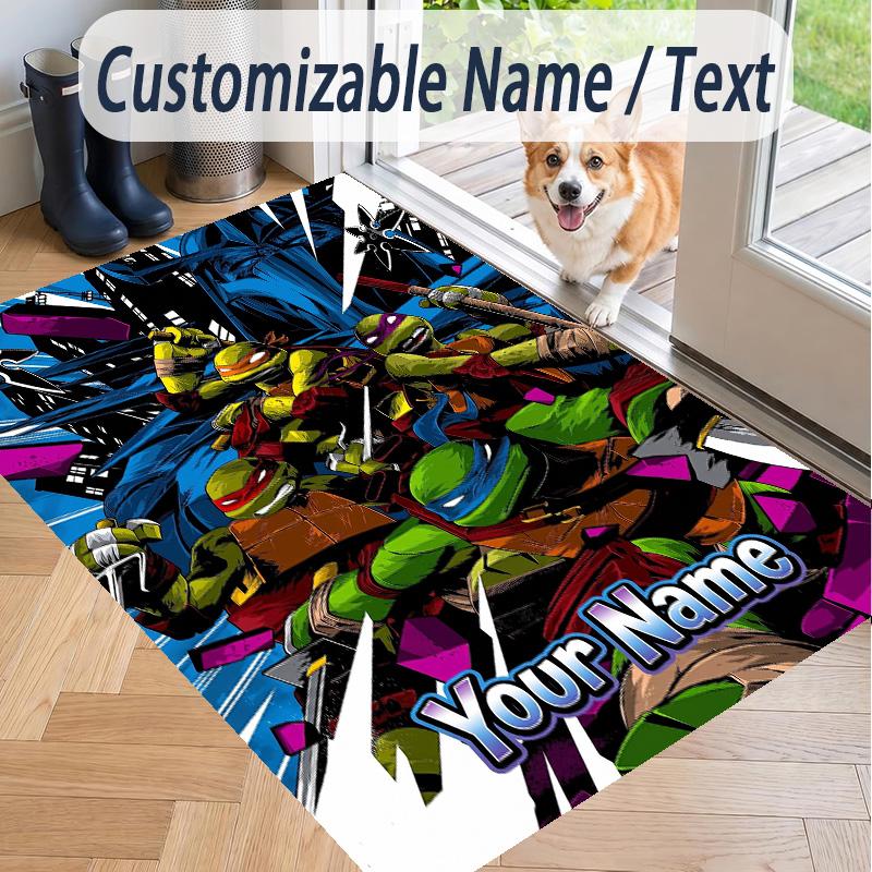 Custom Text Teenage Mutant Ninja Turtles Pattern Floor Rug Soft Indoor Carpet Mat Living Room Bedroom
