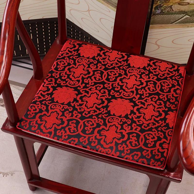 Square Chinese Style Mahogany Sofa Cushion Removable Washable Non-slip Single Seat Cushion Home Chair Pad Soft No Ball No Fading