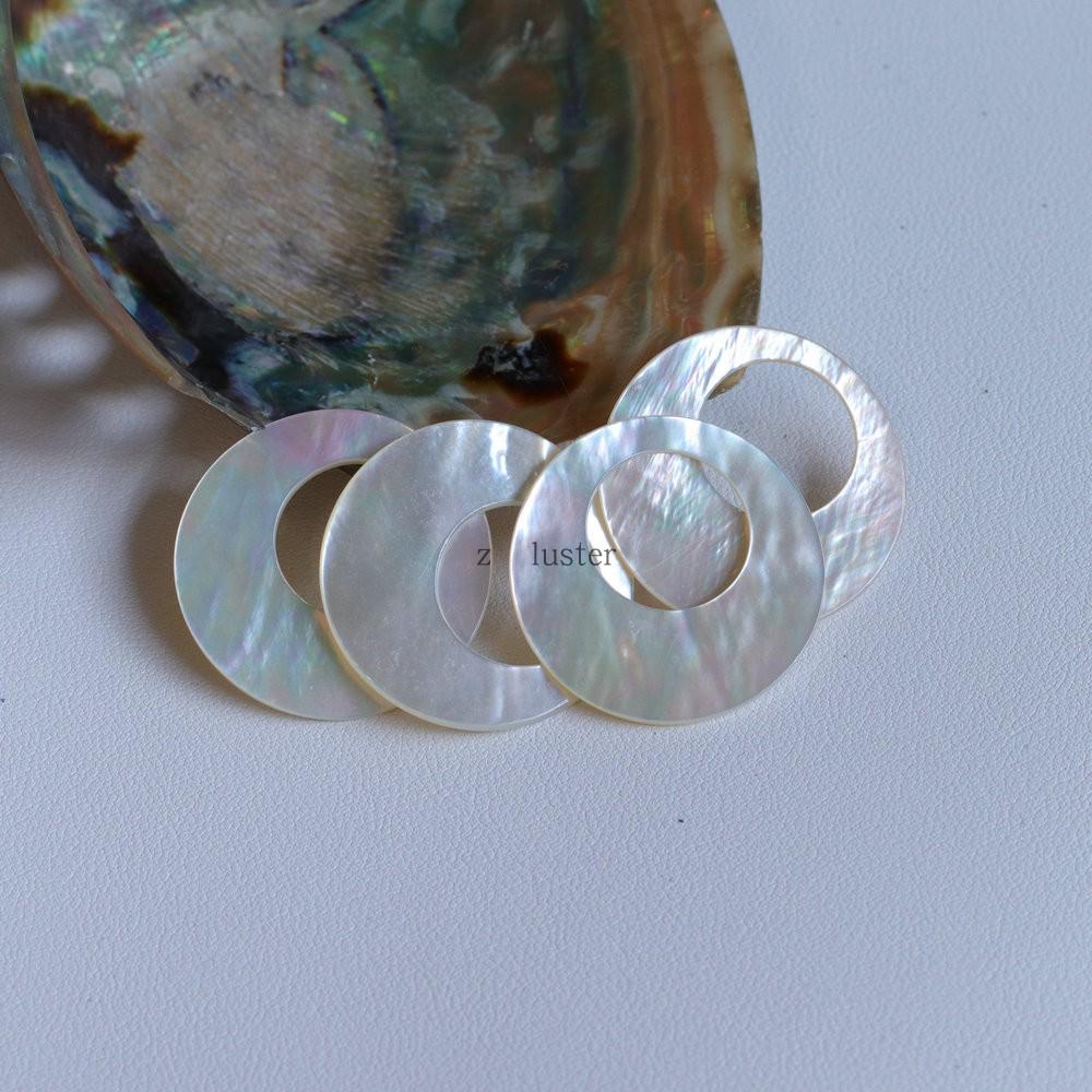 Natural White & Yellow Mother of Pearl Round Pendant Shell for DIY Earring/Necklace (30-35-45mm)