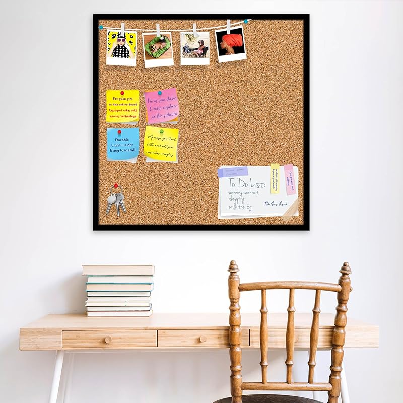 

ArtzFolio Cork Board | Bulletin Board Notice Pin Board | Vision Soft Board Combo with Thumb Push Pins & Sticky Notes | B 11 чёрный