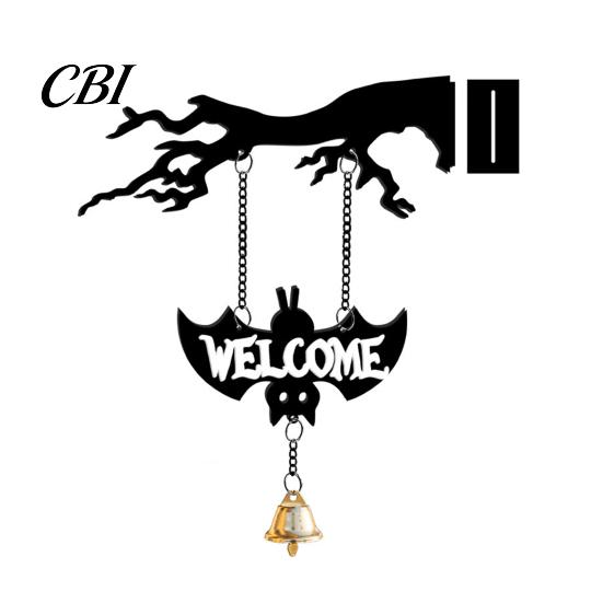 Even Color Filling Halloween Decor Wall Mounted Hanging Bell, Clear Sound Ghost/Bat Decorative Carved Dinner Bell for Outdoor Front Door Garden Porch