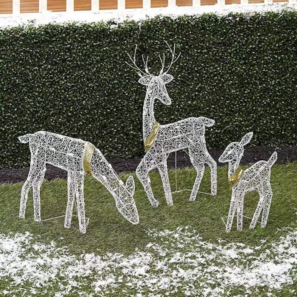 Christmas Decoration Light Up Deer Family 3-Piece Outdoor Waterproof Reindeer Ornaments For Yard Patio Party Decor