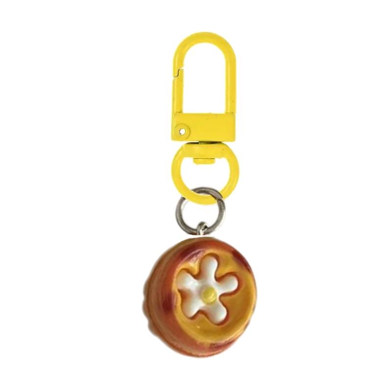 

Realistic Portuguese Eggs Tart Keychain Cute Food Shaped Resin Charm User Friendly Eggs Tart Keyring For Bag Keys Gift