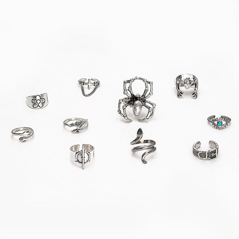 Europe and The United States Exaggerated Frog Spider Snake Personality Animal 10-piece Ring Wholesale