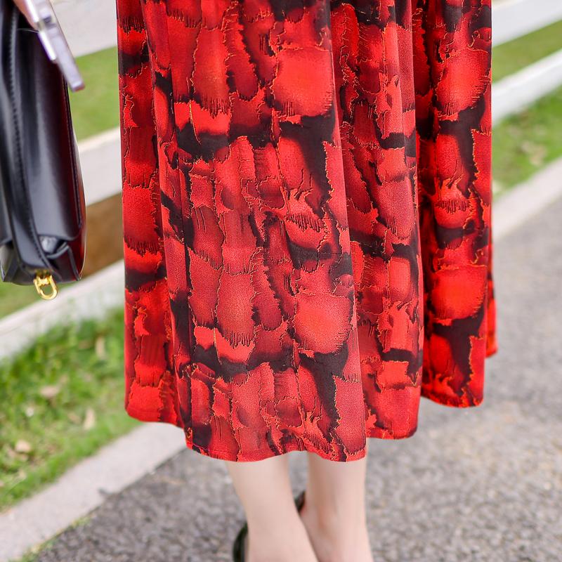 Vintage Print Long Dresses for Women Plus Size Short Sleeve Casual Summer Dress Elegant Middle-aged Women's Clothing