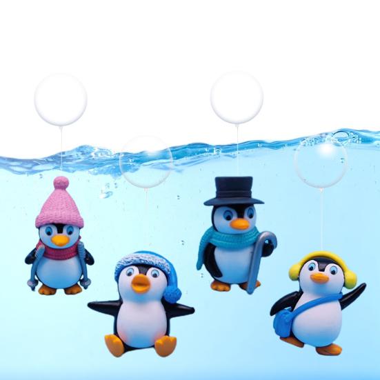1 set acquario paesaggistico non sbiadisce, vivido, forma di pinguino, ornamento galleggiante per acquario per la casa