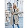 Ladies', Medium Length, Lapel, Woolen Jacket, Long Sleeved, Solid Color, Loose Fit, Casual Jacket