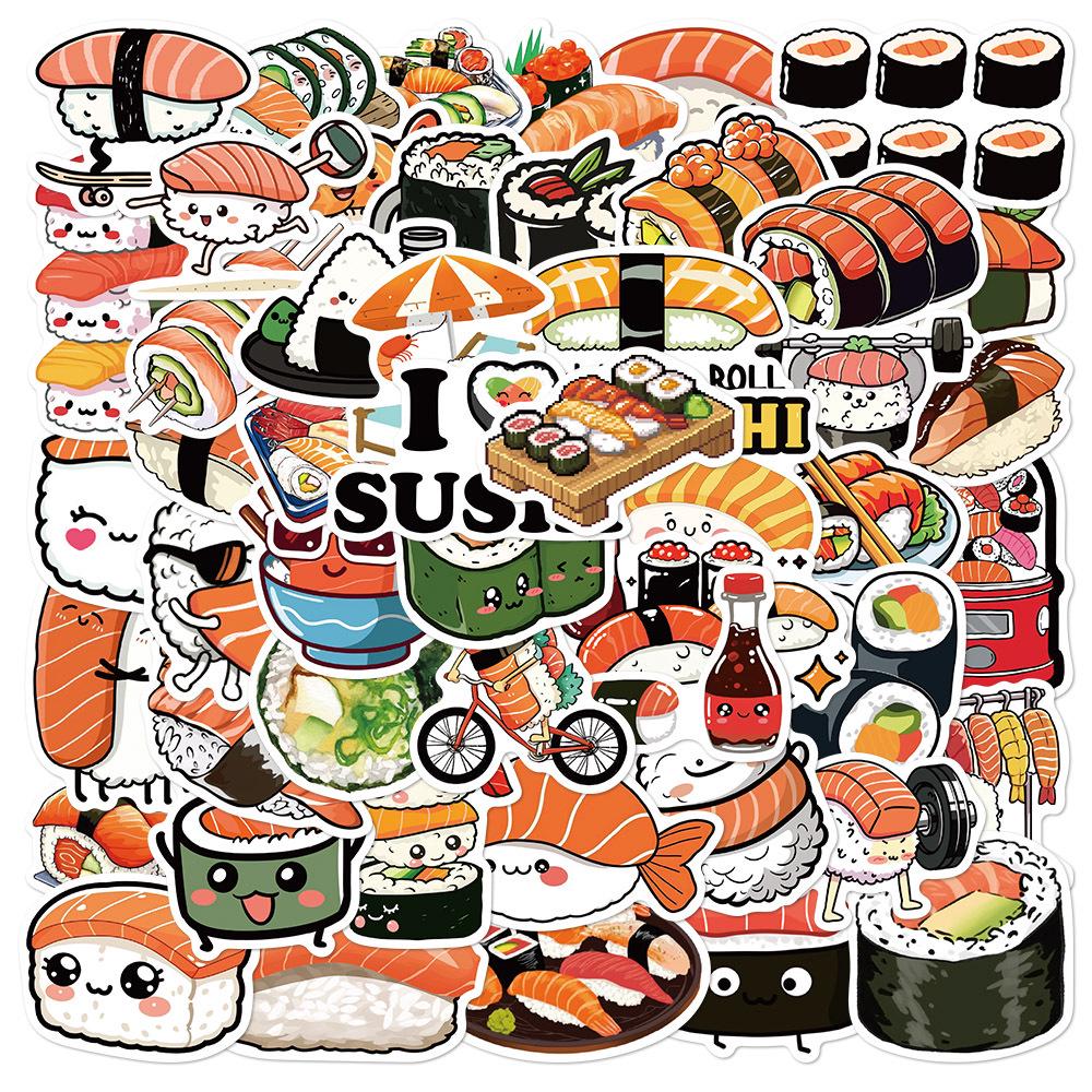 50 Cute & Creative Food Cartoon Stickers for Decorating Desks, Cups, Phone Cases, Laptops, & More.