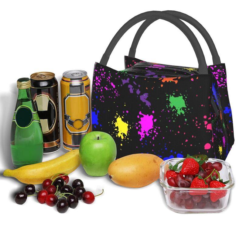 Colorful Paint Splatter Art Thermal Lunch Bag Reusable Waterproof Cooler Insulated Lunch Box Bento Tote for Work Travel Picnic