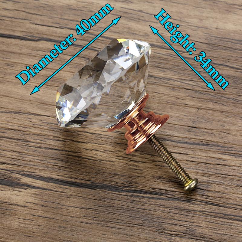 KAK 30mm Diamond Shape Design Crystal Glass Knobs Cupboard Pulls Drawer Knobs Kitchen Cabinet Handles Furniture Handle Hardware