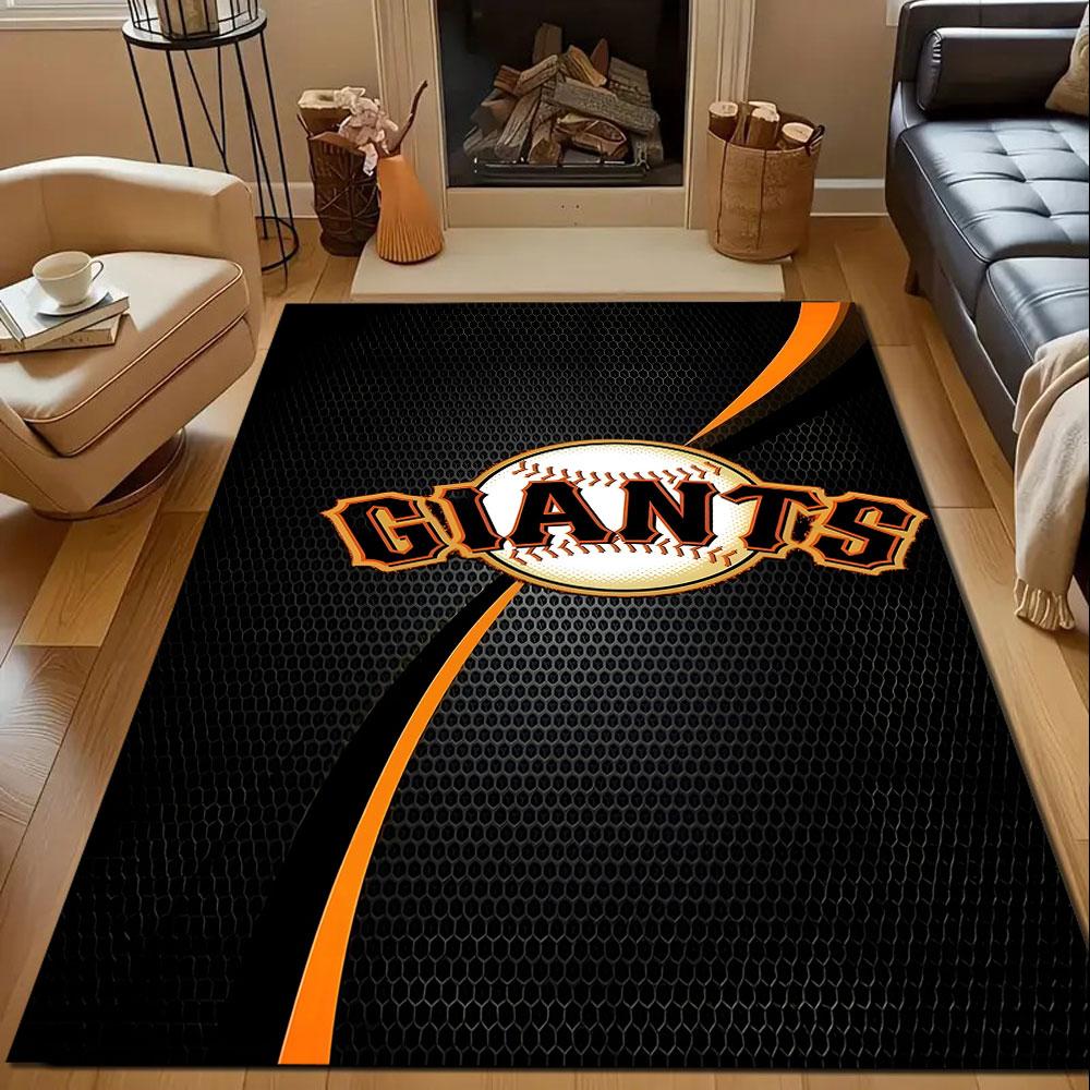 Giants Baseball Design Patterned Carpet, Non Slip Mat Suitable for Living Room and Bedroom Sofas
