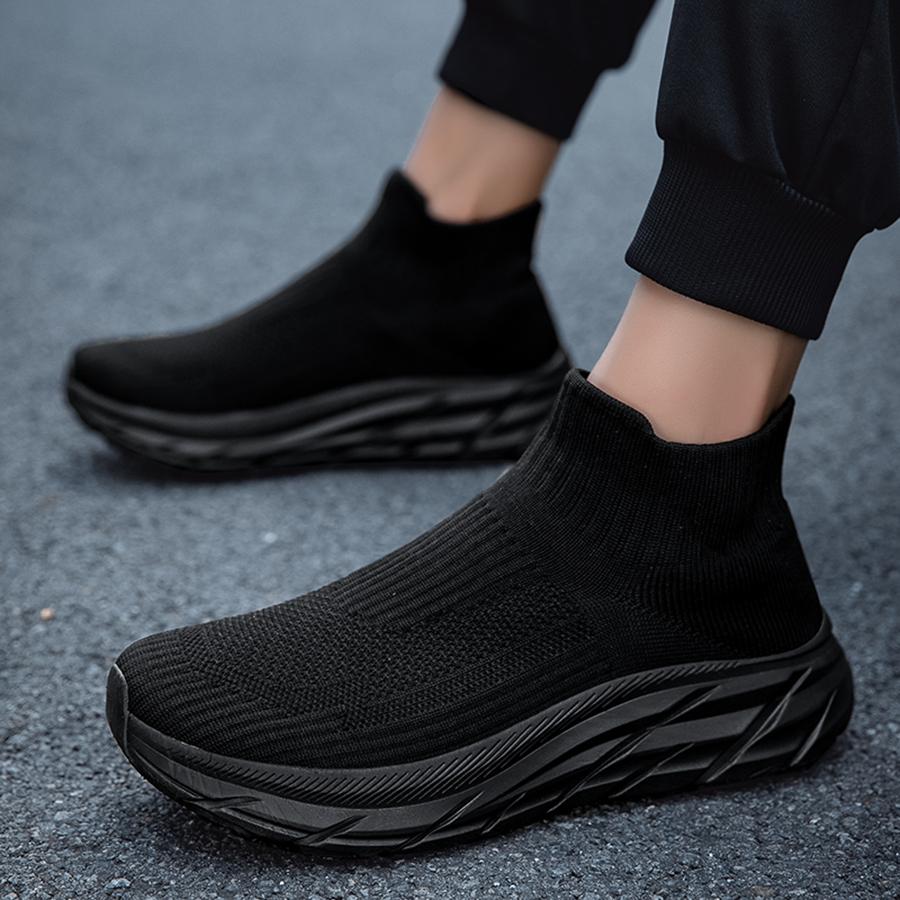 Men's Casual Sneakers Breathable Mesh Socks Shoes Fashion Sport Running Shoes Ankle Boots Slip-on Tennis Loafers For Women