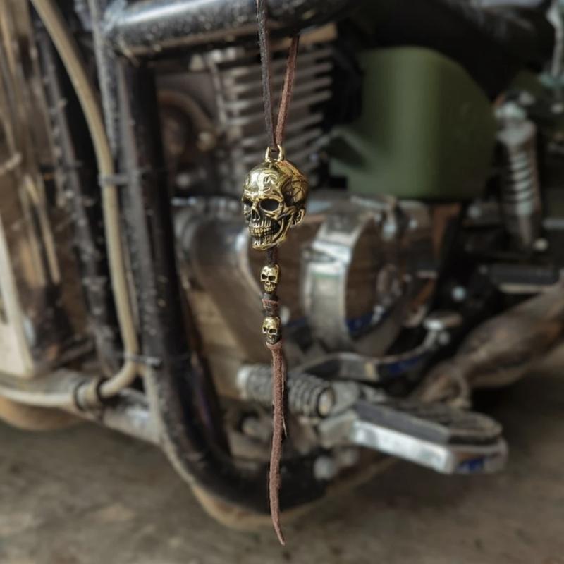 Teschio Fortunato Campanelli da Moto Ciondolo da Appendere per Decorazione Specchietto Retrovisore e Sicurezza Offroad Scaccia Gremlin Porta Fortuna