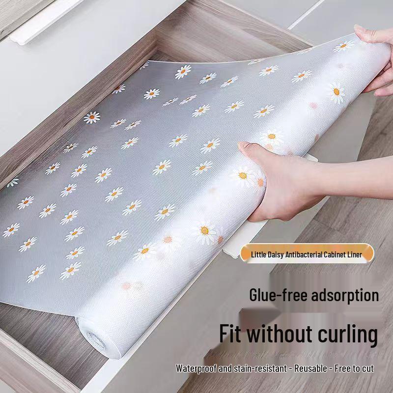 Extra Thick Daisy EVA Drawer & Shelf Liner - Moisture-Proof, Heat Insulation Mat for Cabinets & Refrigerator