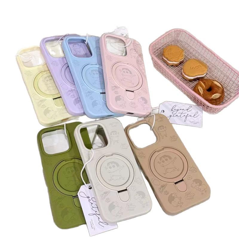 iPhone 17 Pro Max Liquid Cartoon Ring Stand Case with Precise Cutouts and Magnetic Anti-Fall Protection