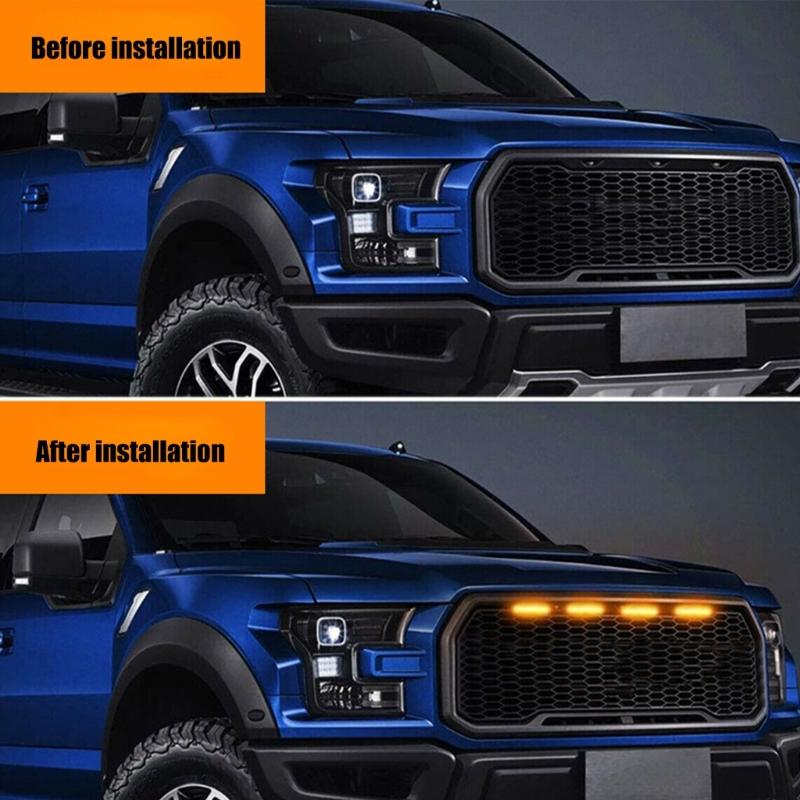 Four-Piece Vehicle Grille Light Kit, 12V LED Modules with One-to-Four Wiring Harness for Pickup Lighting Projects