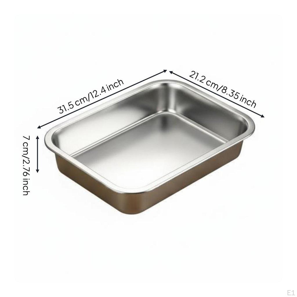 Rectangular Metal Container with Lid Easy to Clean Catering Tray Reusable Kitchenware for