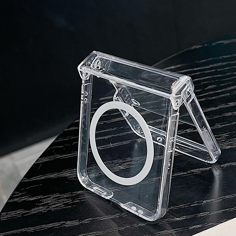 3PCS Foldable Shockproof Case for Samsung Z Flip6 Flip5 Flip4 for Magsafe Magnetic Beautiful Flower Pattern Clear Hard Pc Slim Case Cover